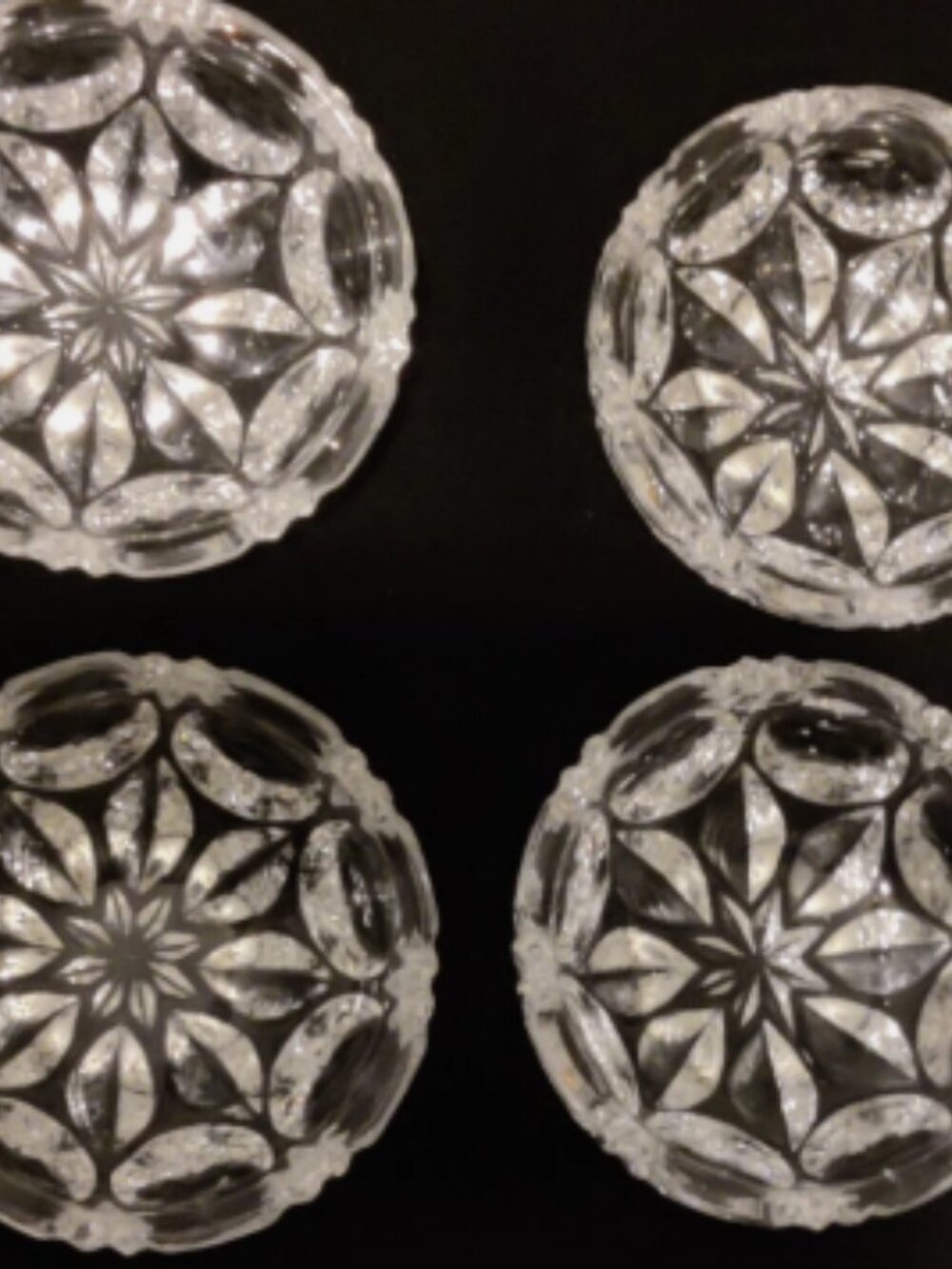 Open Salt West Germany Round Circles Leaves Salt Dip 1980s Faceted Glass